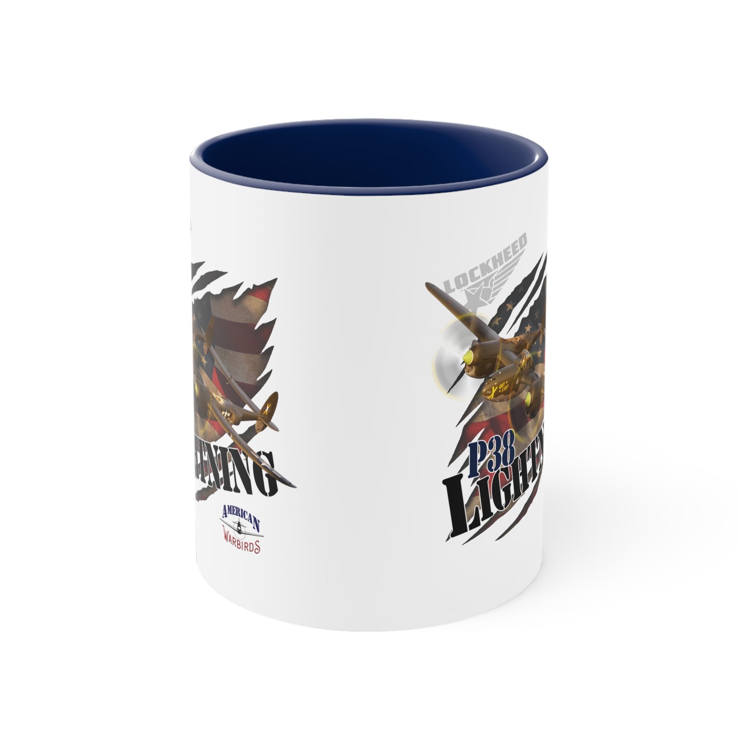 American Warbirds P38 Lightning Accent Coffee Mug, 11oz