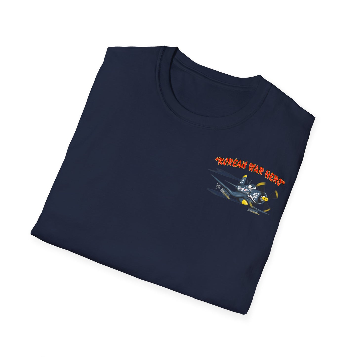 Korean War Hero Cartoon F4U Unisex Softstyle T-Shirt