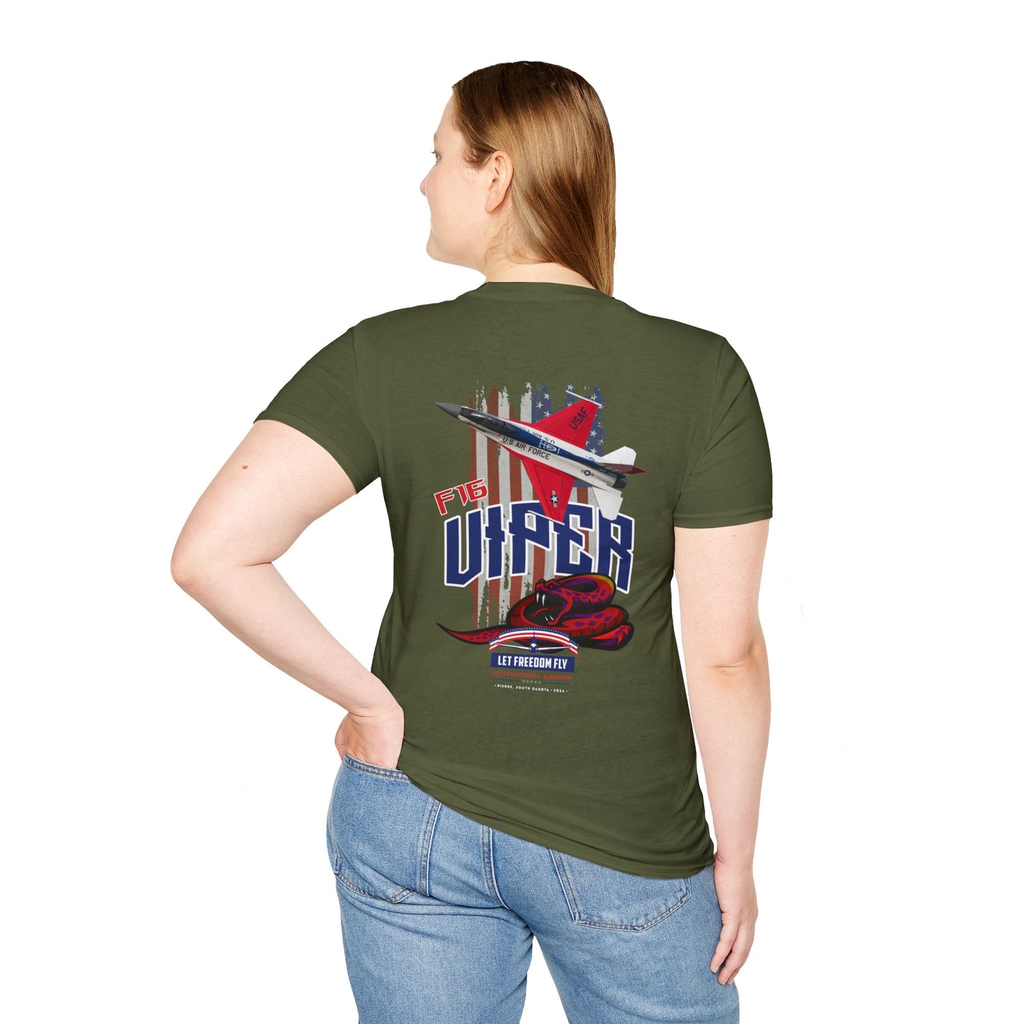 Let Freedom Fly F16 Viper 50th Anniversary Paint T-Shirt Unisex Softstyle T-Shirt