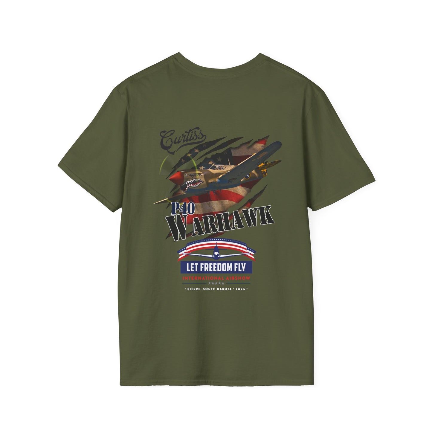 Let Freedom Fly P-40 Warhawk T-Shirt Unisex Softstyle T-Shirt