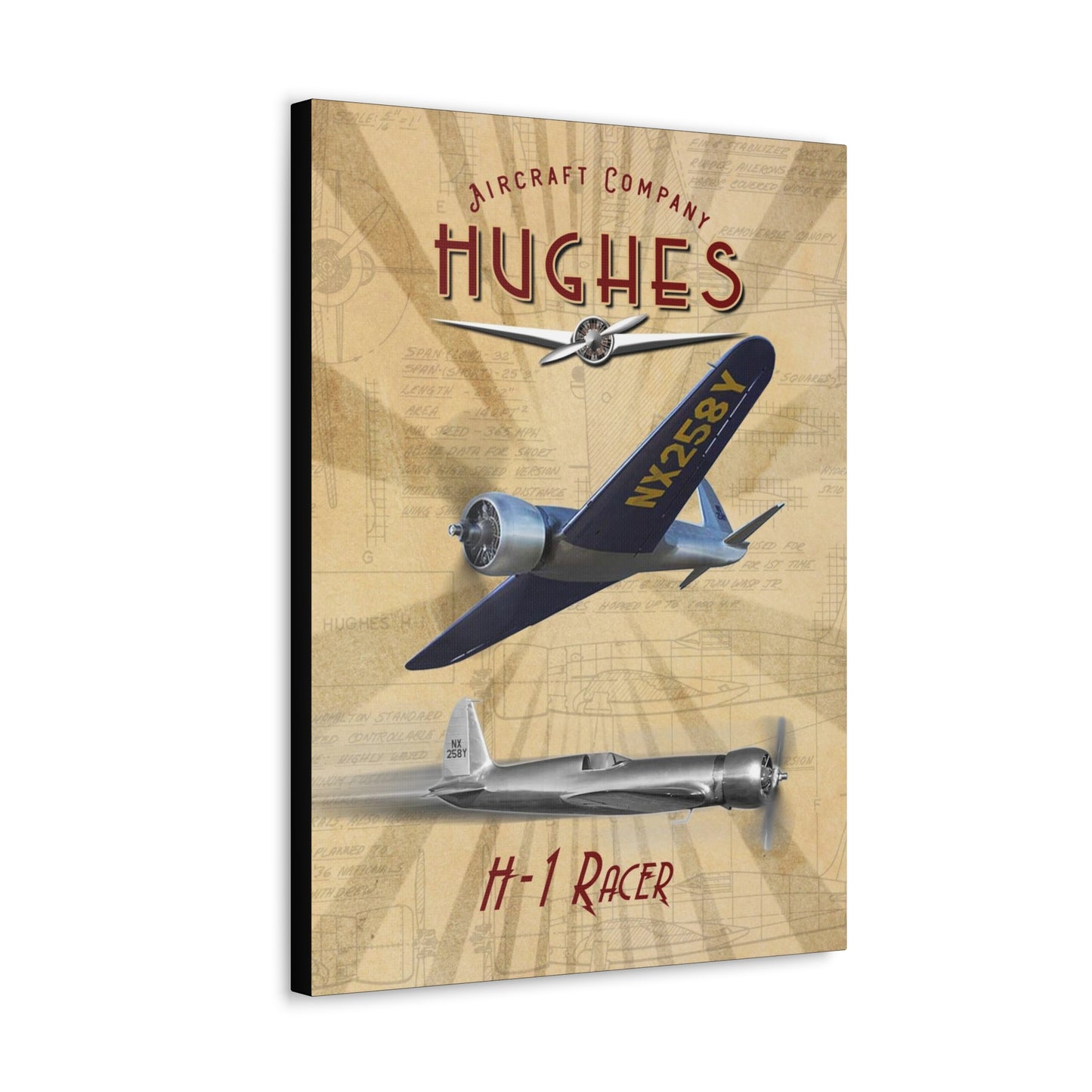 Hughes H1 Racer Engineering Canvas Gallery Wrap