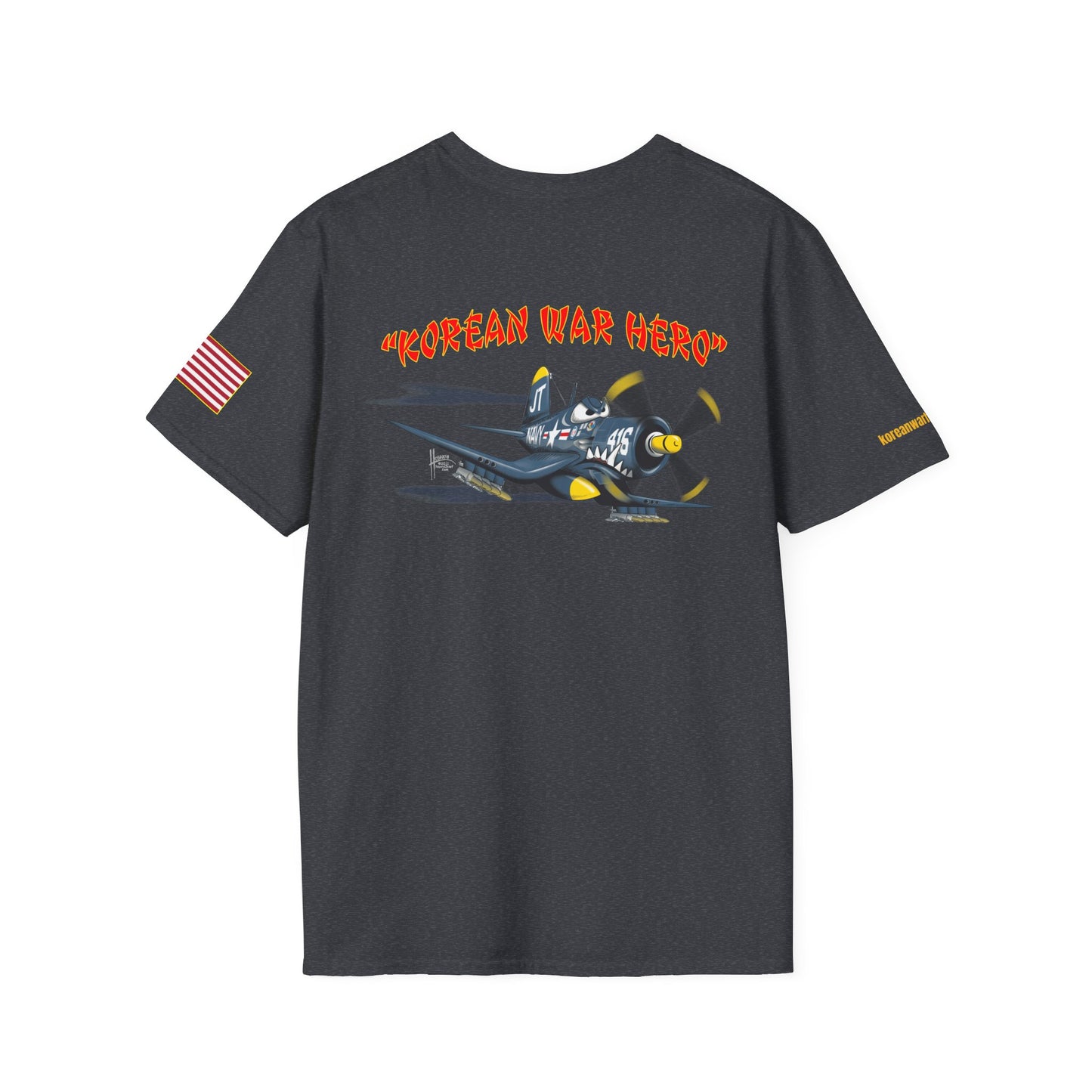 Korean War Hero Cartoon F4U Unisex Softstyle T-Shirt