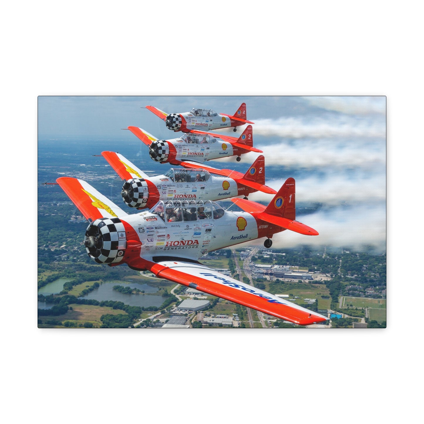 Canvas Gallery Wraps - AeroShell Aerobatic Team Formation with SMOKE ON