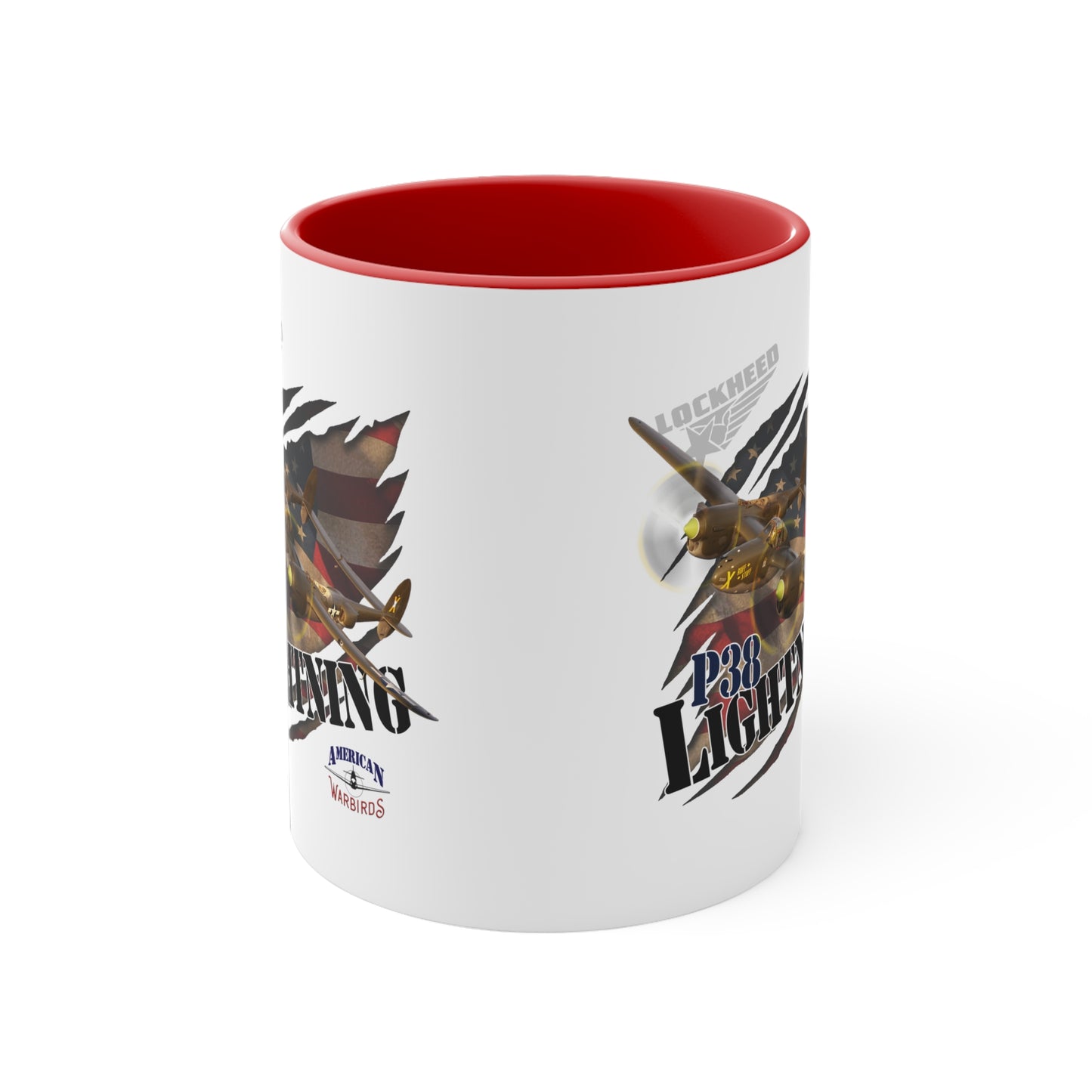 American Warbirds P38 Lightning Accent Coffee Mug, 11oz