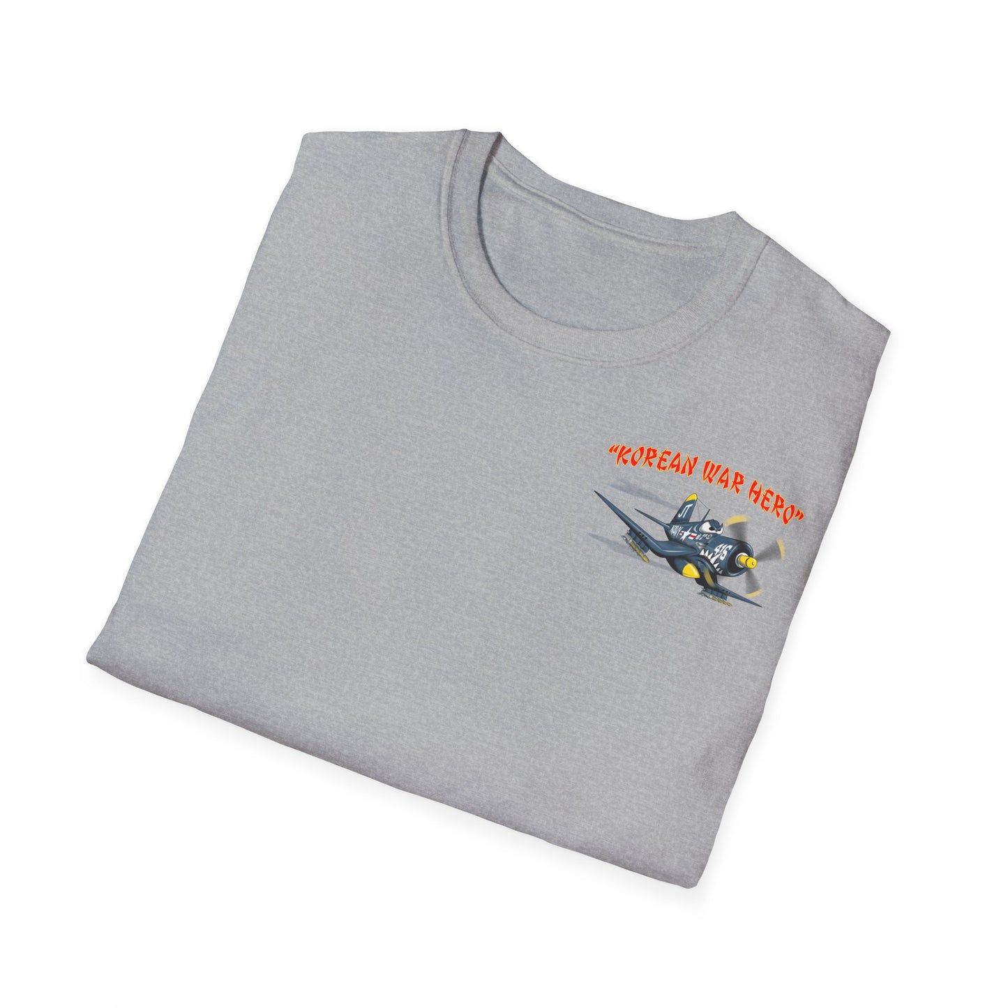 Korean War Hero Cartoon F4U Unisex Softstyle T-Shirt
