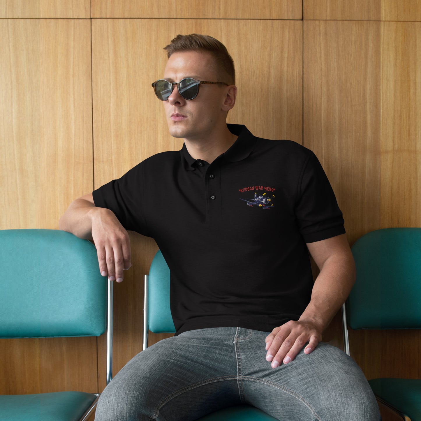 Korean War Hero F4U Corsair Men's Premium Polo