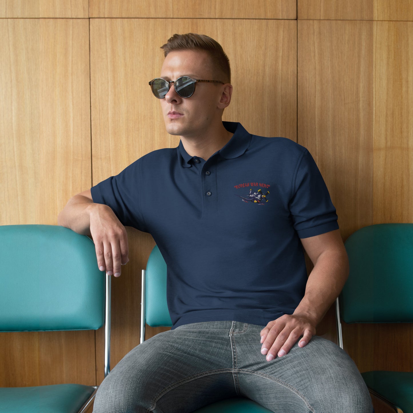 Korean War Hero F4U Corsair Men's Premium Polo