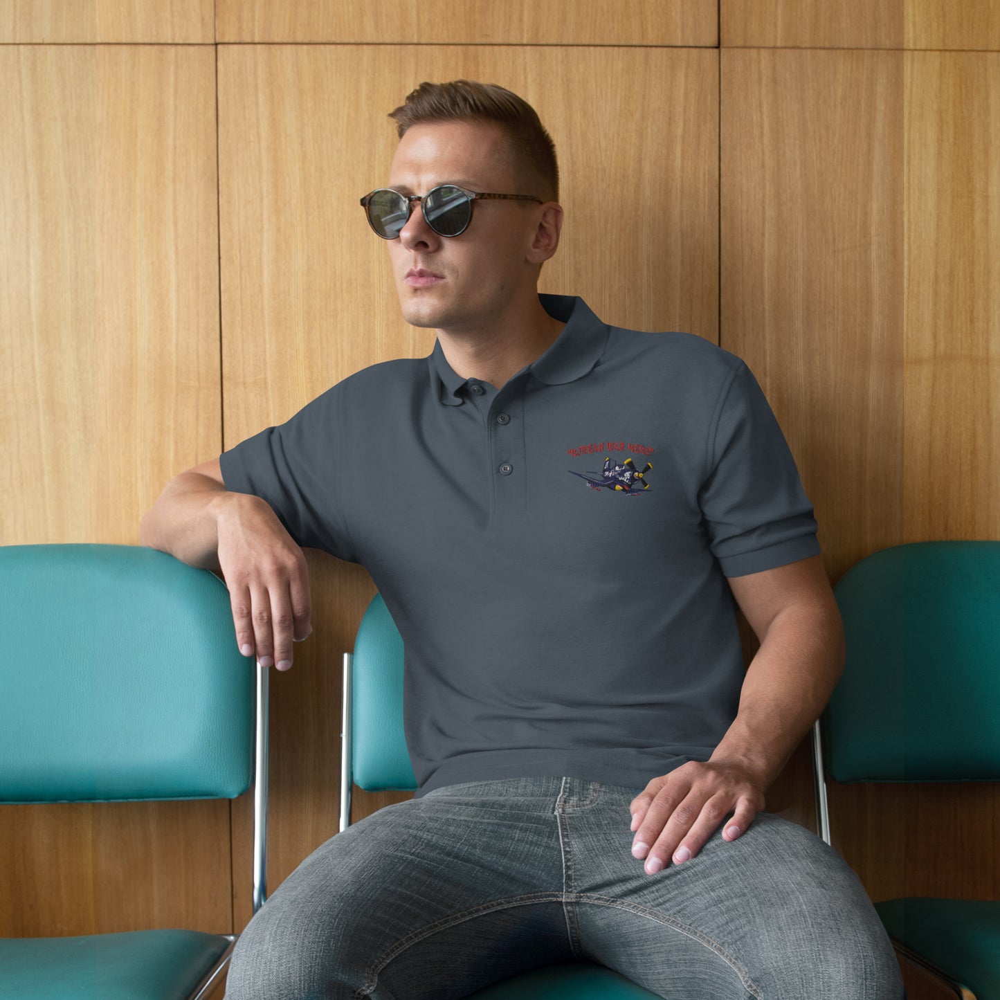 Korean War Hero F4U Corsair Men's Premium Polo