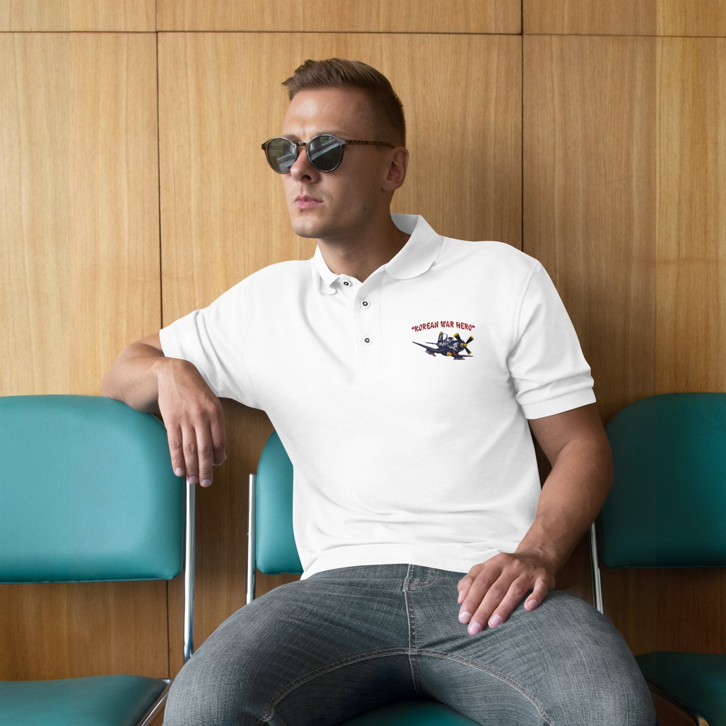 Korean War Hero F4U Corsair Men's Premium Polo