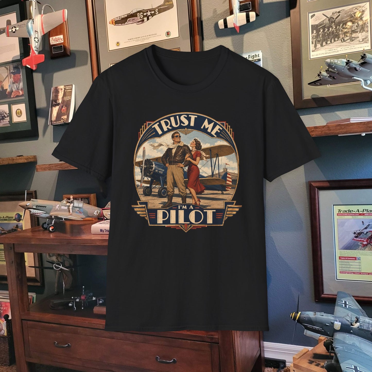 Pilot T-Shirt — Vintage “Trust Me, Pilot” Aviation Graphic Tee