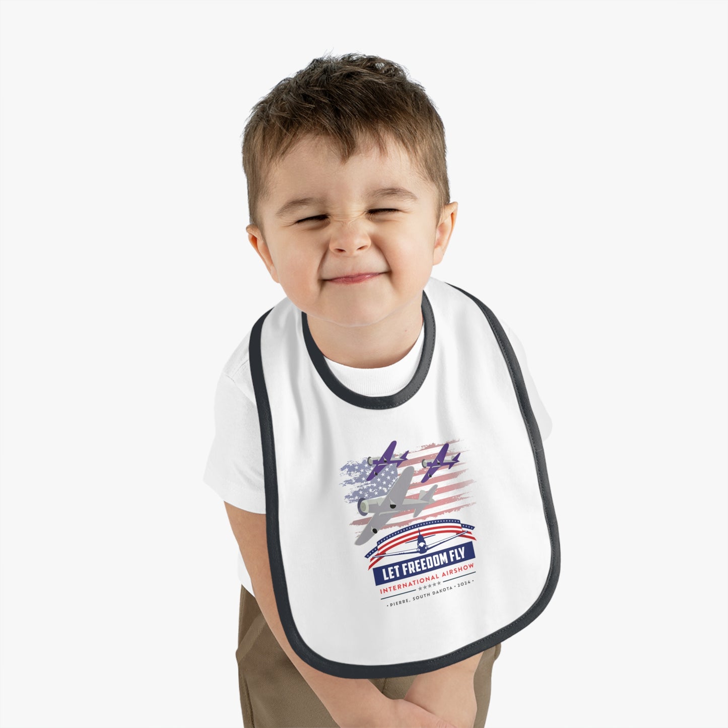 Let Freedom Fly International Airshow Baby Contrast Trim Jersey Bib