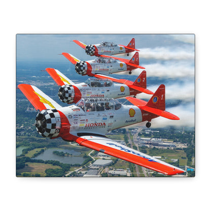 AeroShell Aerobatic Team Canvas Print — Tight Formation Planes Stretched Matte