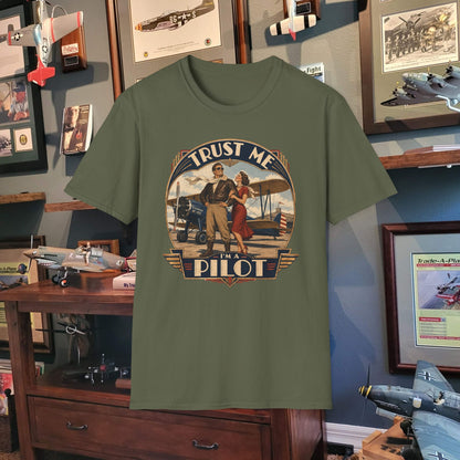 Pilot T-Shirt — Vintage “Trust Me, Pilot” Aviation Graphic Tee