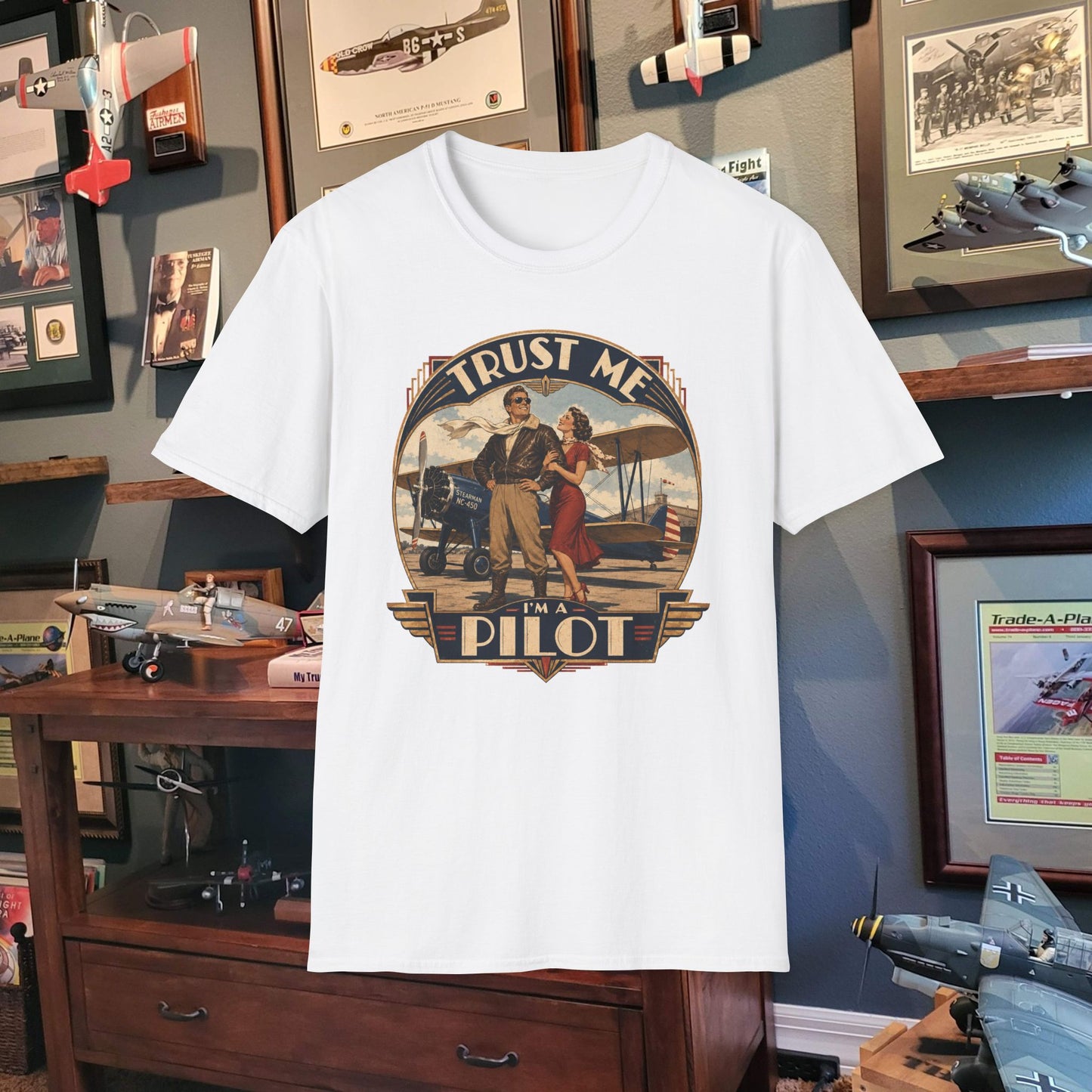 Pilot T-Shirt — Vintage “Trust Me, Pilot” Aviation Graphic Tee