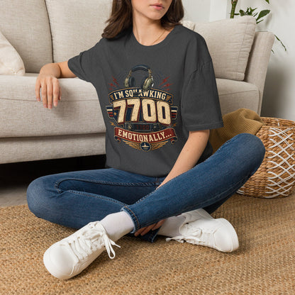 T‑Shirt — “I’m Squawking 7700 Emotionally” Retro Pilot/AvGeek Graphic Tee