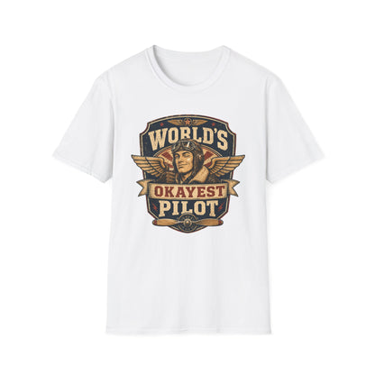 T-Shirt — "World's Okayest Pilot" Vintage Aviator Graphic