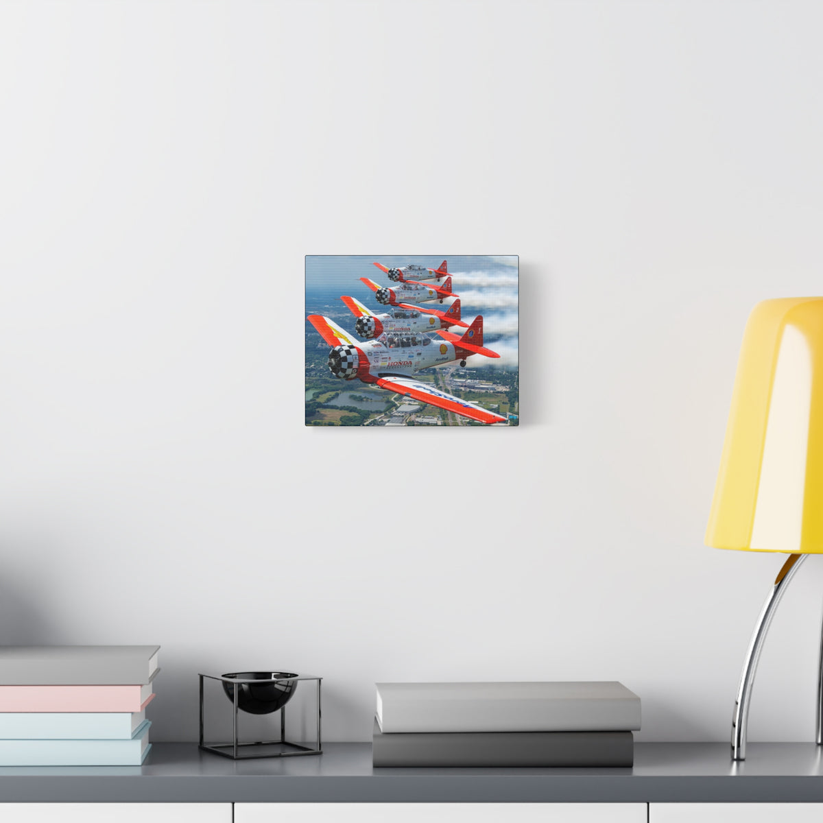 AeroShell Aerobatic Team Canvas Print — Tight Formation Planes Stretched Matte