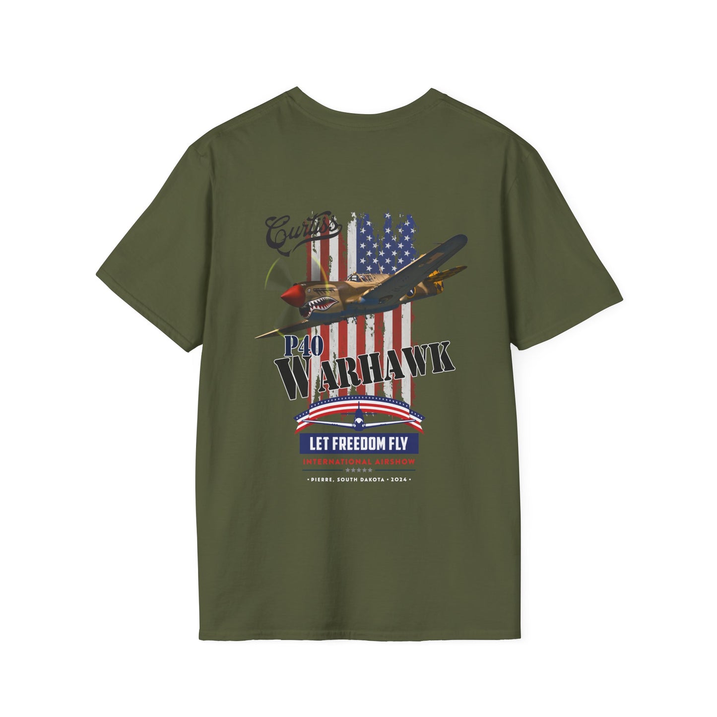 Let Freedom Fly P-40 Warhawk Version 2 T-Shirt Unisex Softstyle T-Shirt