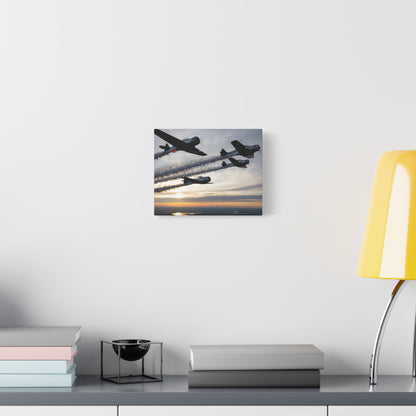 TIAN Team at Sunset Canvas Print — Tight Formation Planes Stretched Matte