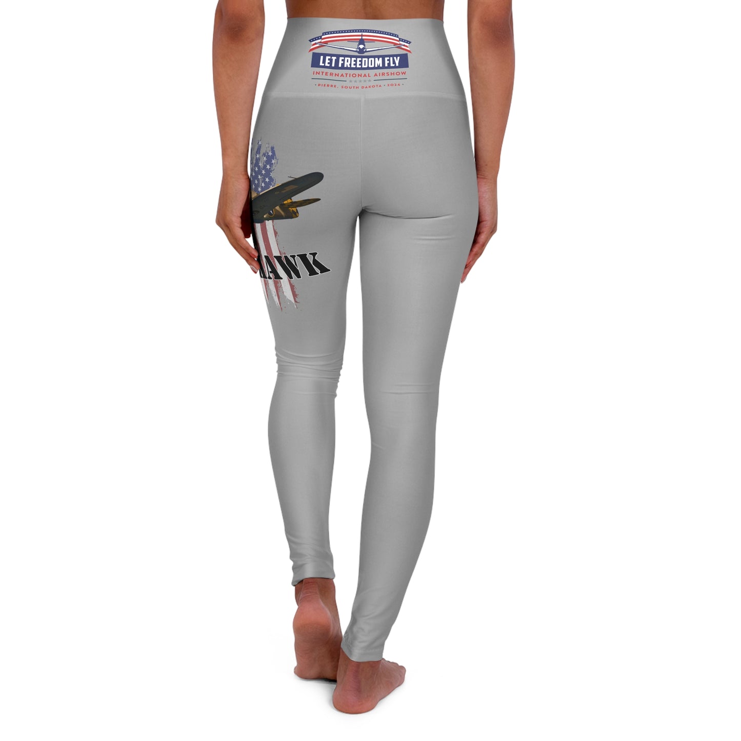 Let Freedom Fly International Airshow P40 Warhawk High Waisted Yoga Leggings (AOP)