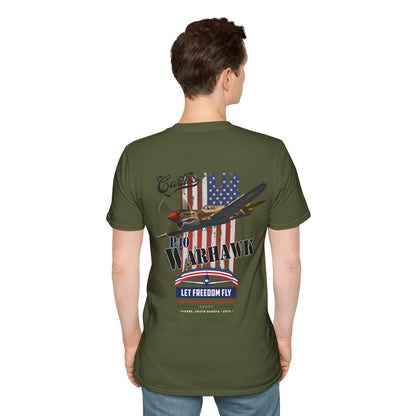 Let Freedom Fly P-40 Warhawk Version 2 T-Shirt Unisex Softstyle T-Shirt