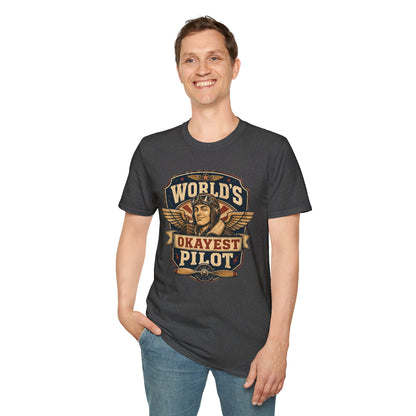 T-Shirt — "World's Okayest Pilot" Vintage Aviator Graphic