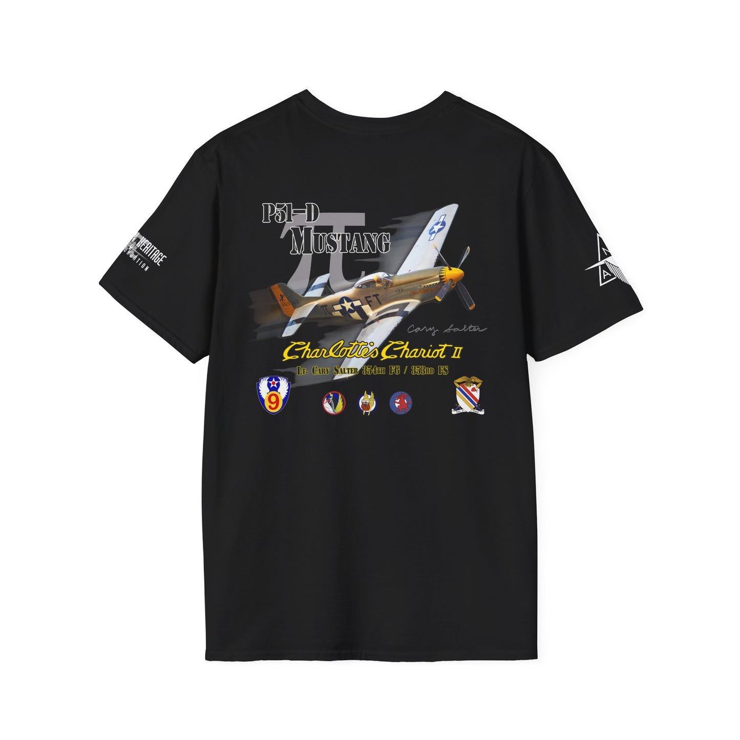 Southern Heritage Aviation Foundation P51 Mustang Charlotte's Chariot II Unisex Softstyle T-Shirt