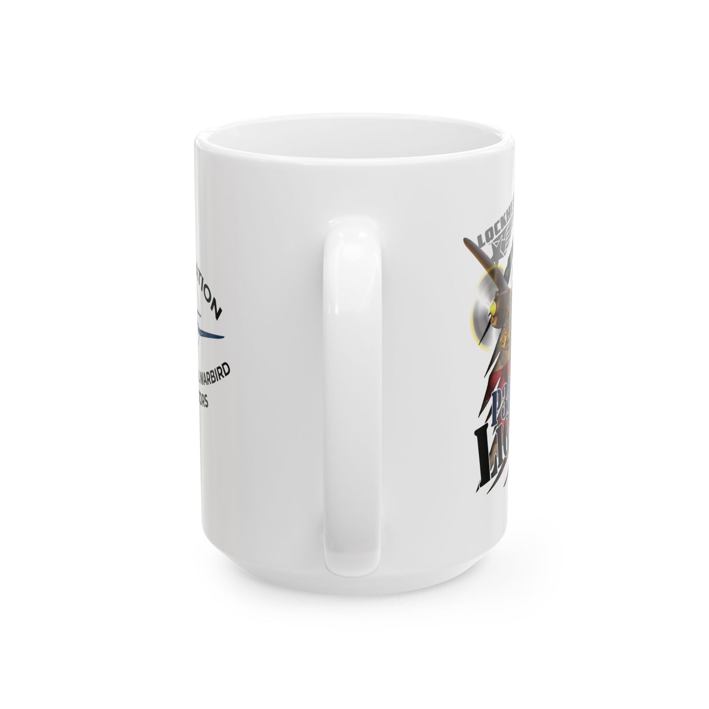 APWO P38 Lightning Logo Ceramic Mug, (15oz)