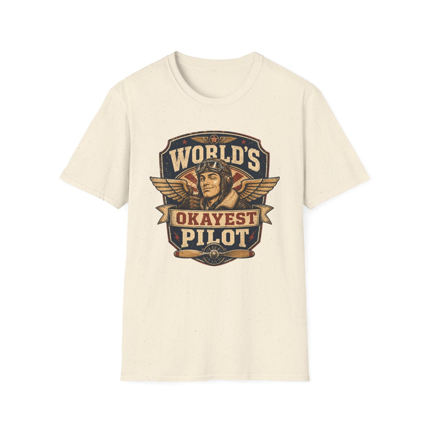 T-Shirt — "World's Okayest Pilot" Vintage Aviator Graphic