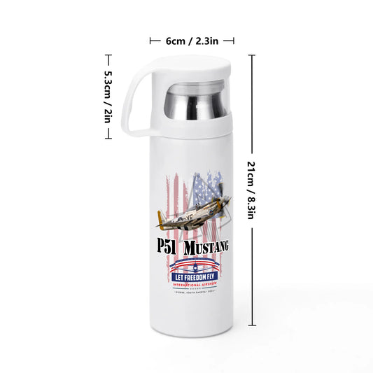 Let Freedom Fly International Airshow P-51 Mustang Vacuum Bottle with Cup