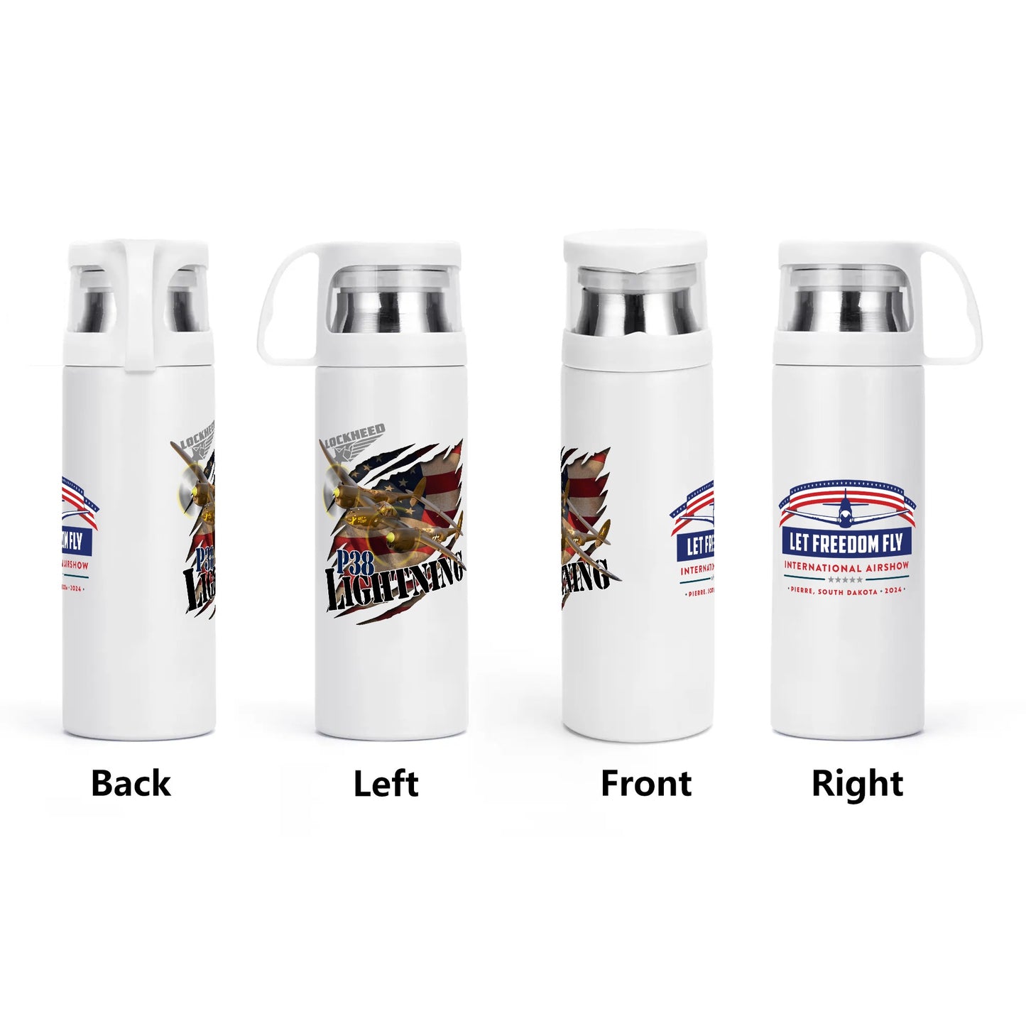 Let Freedom Fly P-38 Lightning Vacuum Bottle with Cup