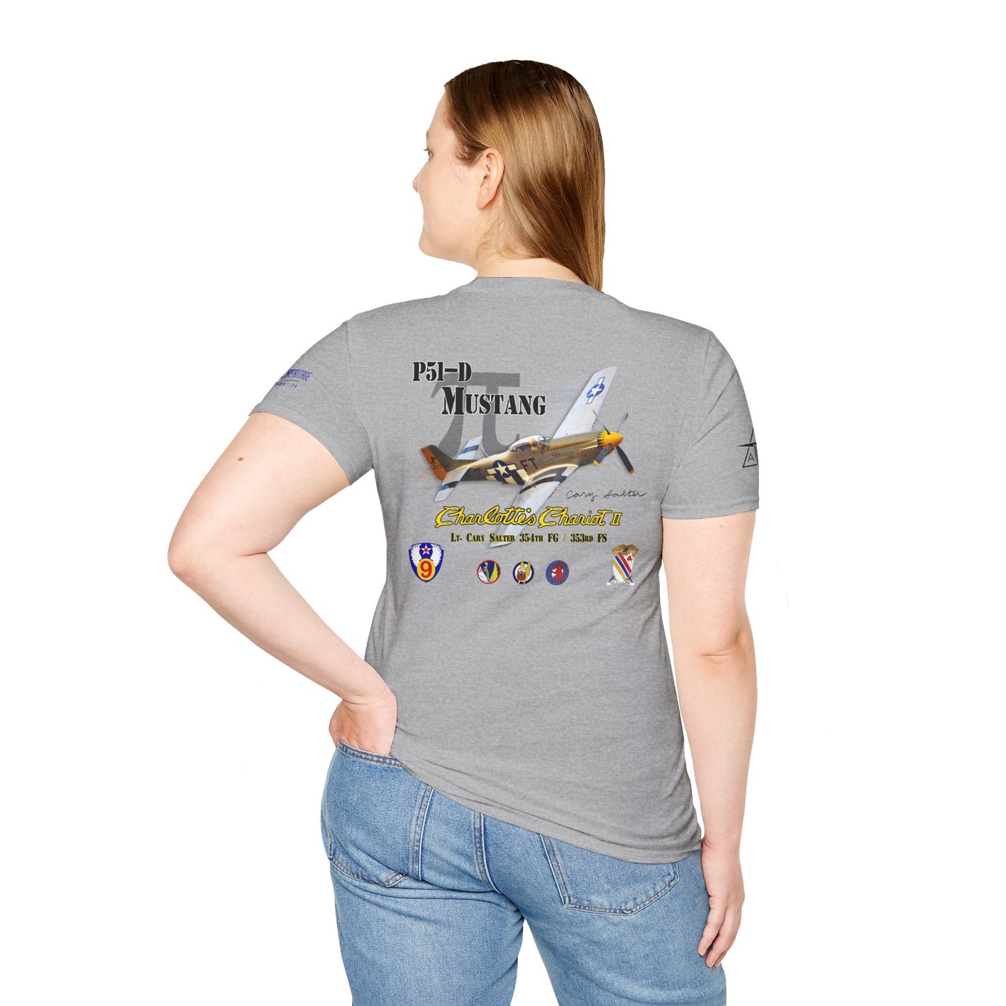 Southern Heritage Aviation Foundation P51 Mustang Charlotte's Chariot II Unisex Softstyle T-Shirt