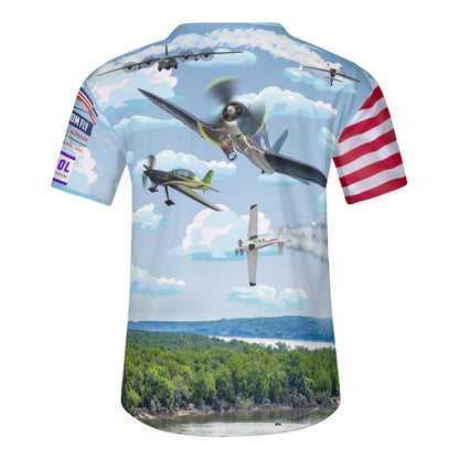 B-Kool Let Freedom Fly International Airshow Sponsor Mens Short Sleeve Baseball Jersey