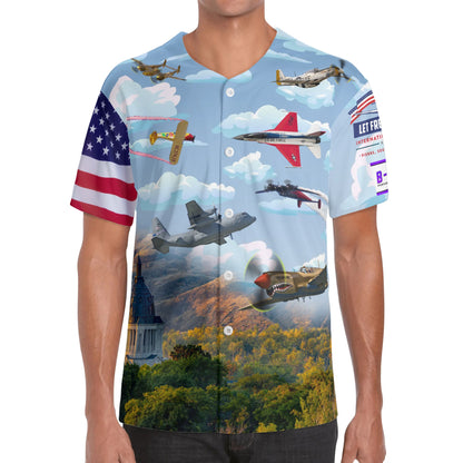 B-Kool Let Freedom Fly International Airshow Sponsor Mens Short Sleeve Baseball Jersey