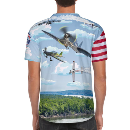 B-Kool Let Freedom Fly International Airshow Sponsor Mens Short Sleeve Baseball Jersey