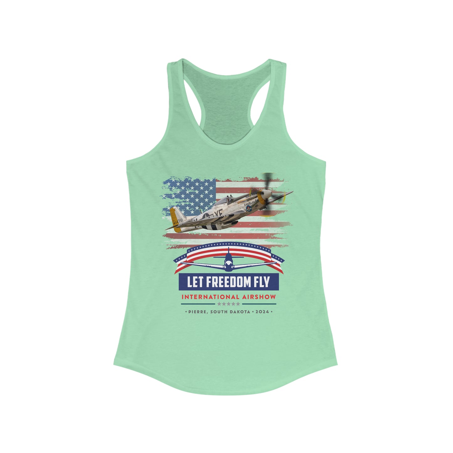 Let Freedom Fly International Airshow P-51 Women's Ideal Racerback Tank