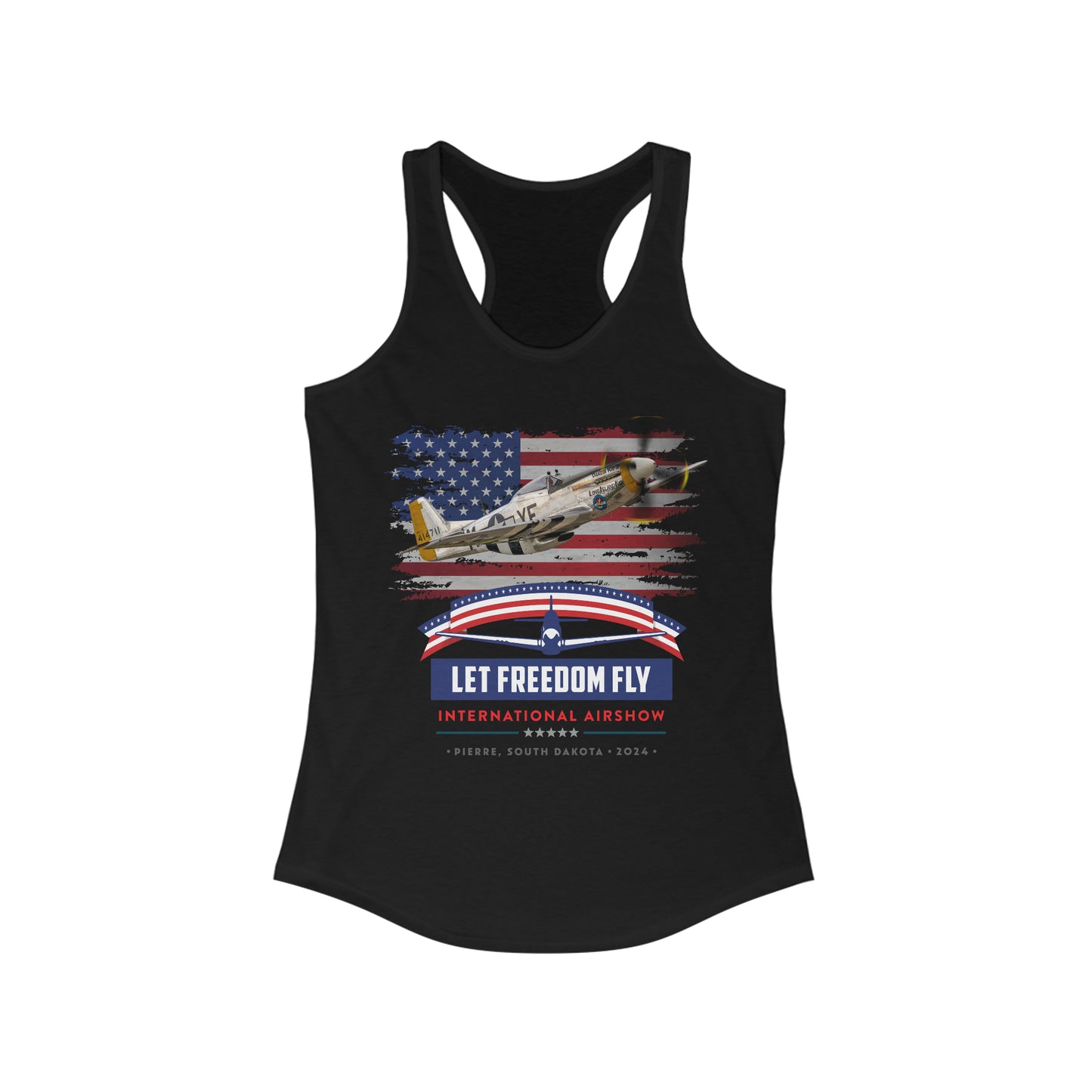 Let Freedom Fly International Airshow P-51 Women's Ideal Racerback Tank