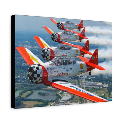 AeroShell Aerobatic Team Canvas Print — Tight Formation Planes Stretched Matte