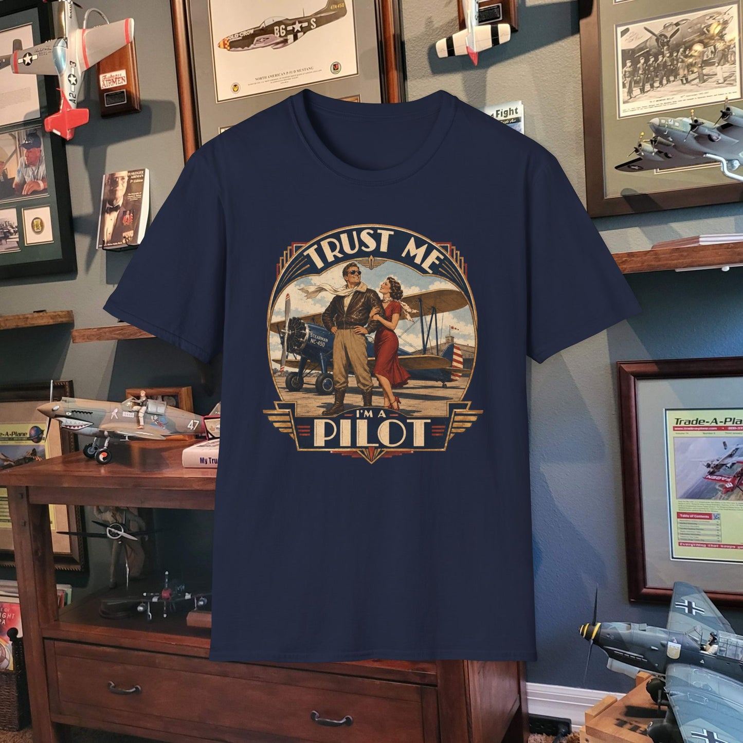Pilot T-Shirt — Vintage “Trust Me, Pilot” Aviation Graphic Tee
