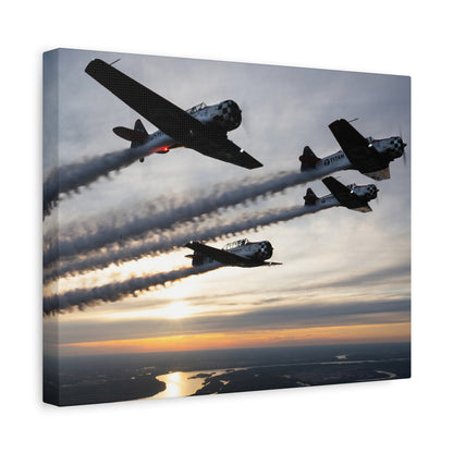TIAN Team at Sunset Canvas Print — Tight Formation Planes Stretched Matte