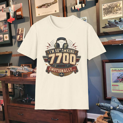 T‑Shirt — “I’m Squawking 7700 Emotionally” Retro Pilot/AvGeek Graphic Tee