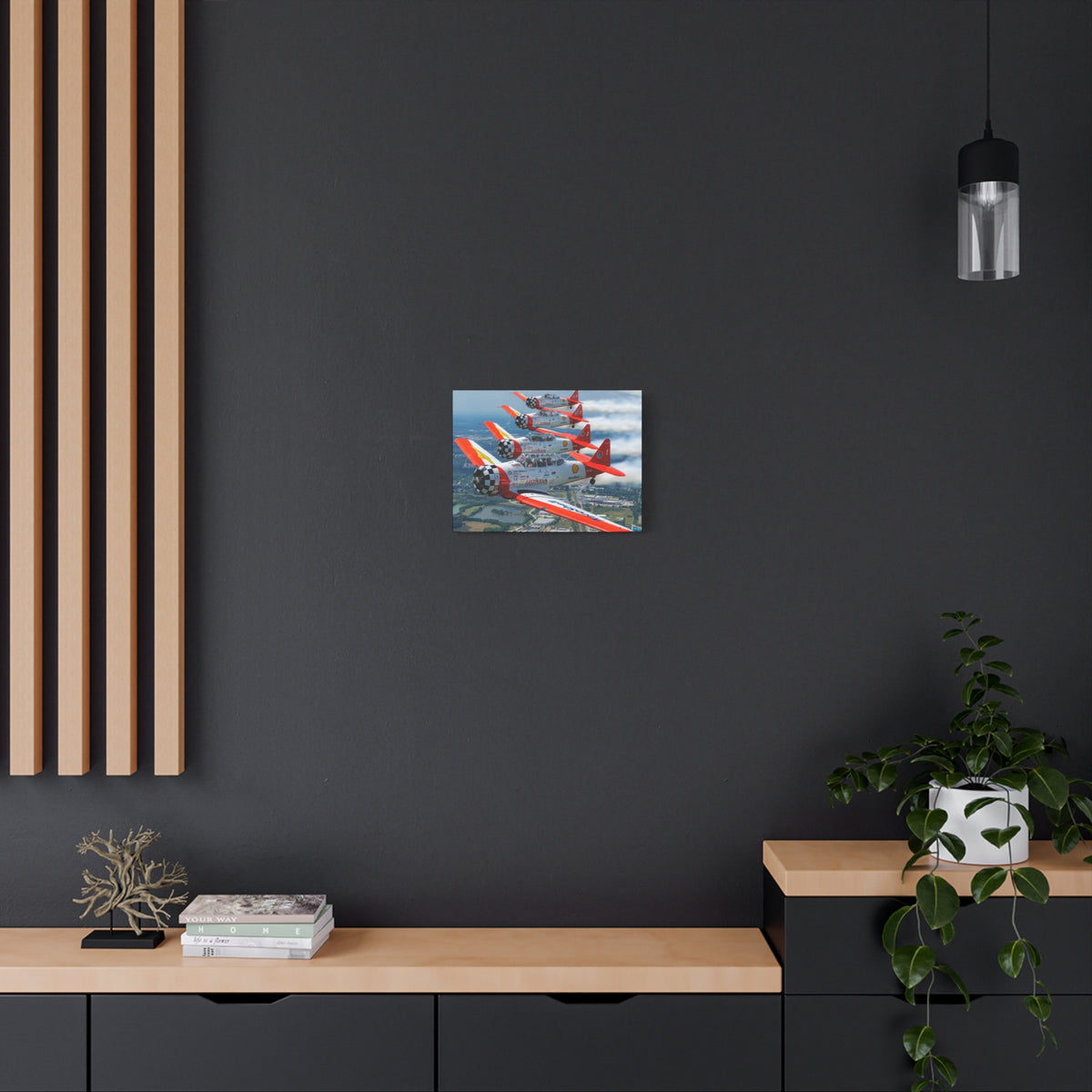 AeroShell Aerobatic Team Canvas Print — Tight Formation Planes Stretched Matte