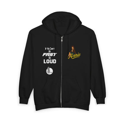 Annie Vintage Pinup Hoodie – 'If Ya Can't Be Fast Be Loud' Patriotic Zip-Up