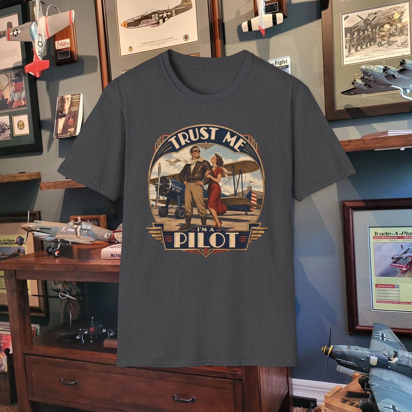 Pilot T-Shirt — Vintage “Trust Me, Pilot” Aviation Graphic Tee