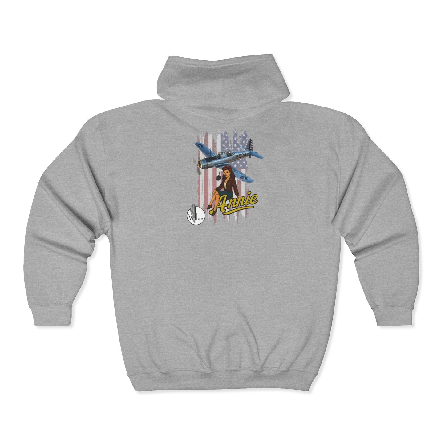 Annie Vintage Pinup Hoodie – 'If Ya Can't Be Fast Be Loud' Patriotic Zip-Up