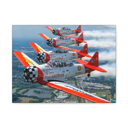 AeroShell Aerobatic Team Canvas Print — Tight Formation Planes Stretched Matte