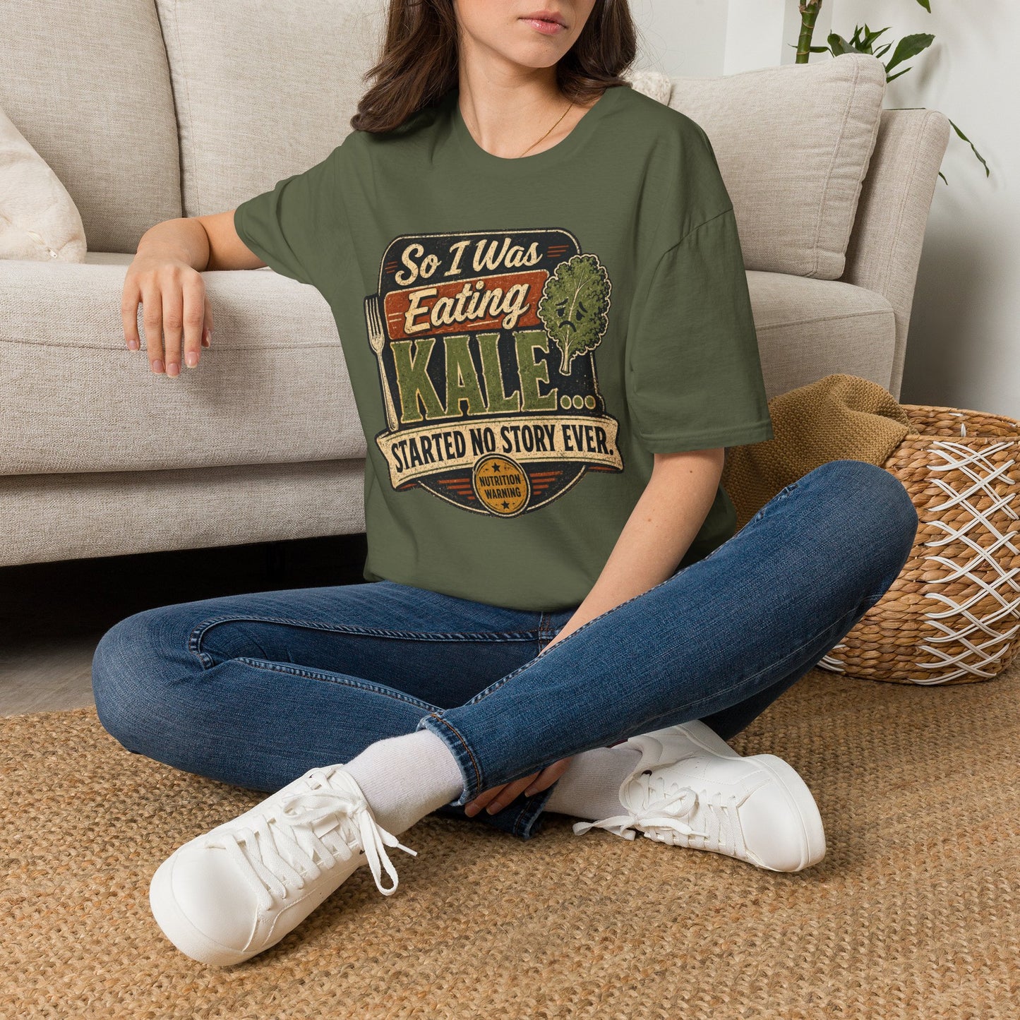 Eating Kale T-Shirt — "So I Was Eating Kale... Started No Story Ever" Vintage Veggie Tee