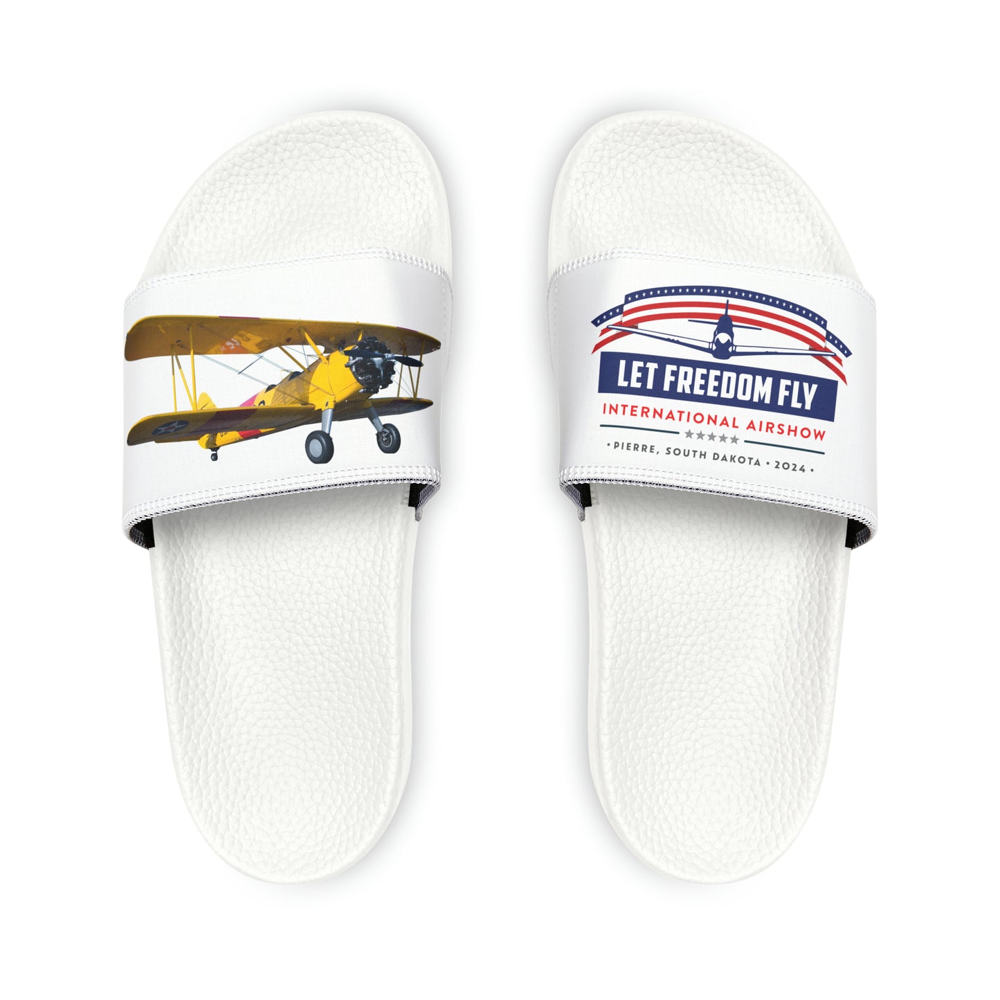 Let Freedom Fly International Airshow Youth PU Slide Sandals - Stearman