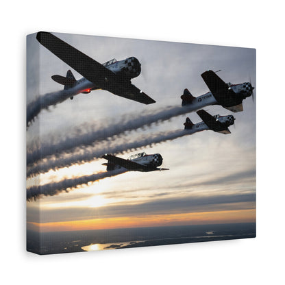 TIAN Team at Sunset Canvas Print — Tight Formation Planes Stretched Matte