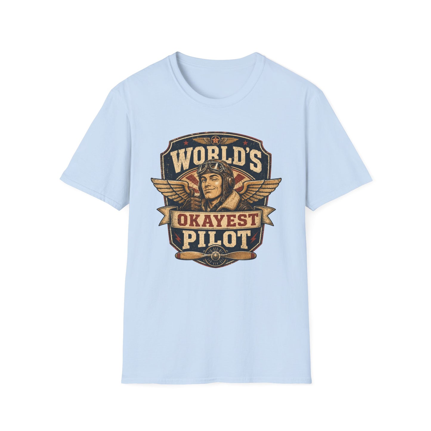 T-Shirt — "World's Okayest Pilot" Vintage Aviator Graphic